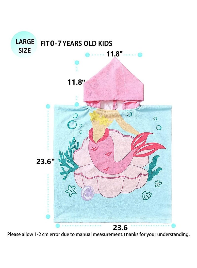 Hooded Bathrobe Kids Mermaid Beach Towel for Boys Girls Bath Wrap Toddler Pool Towel with Hood Super Soft Absorbent Microfiber Beach Towel