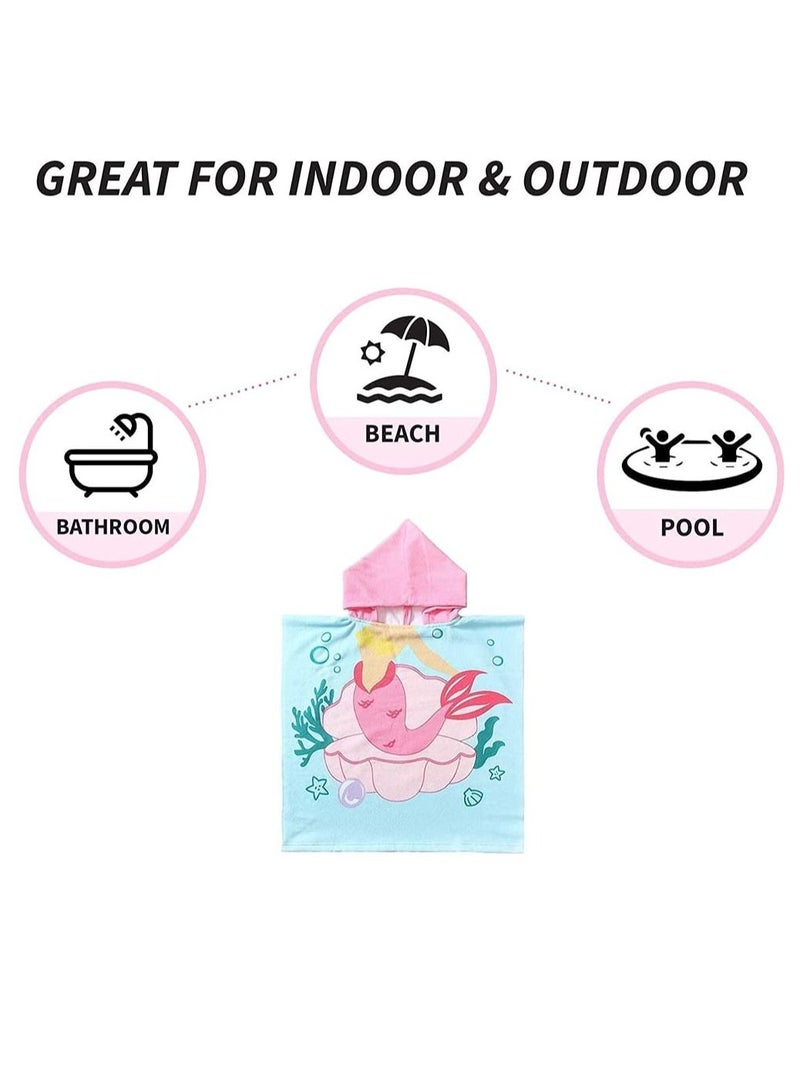 Hooded Bathrobe Kids Mermaid Beach Towel for Boys Girls Bath Wrap Toddler Pool Towel with Hood Super Soft Absorbent Microfiber Beach Towel