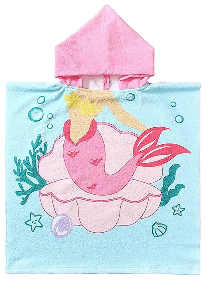 Hooded Bathrobe Kids Mermaid Beach Towel for Boys Girls Bath Wrap Toddler Pool Towel with Hood Super Soft Absorbent Microfiber Beach Towel
