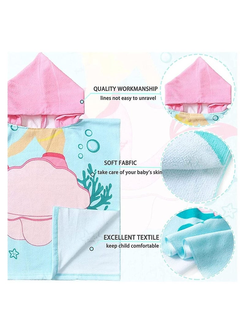 Hooded Bathrobe Kids Mermaid Beach Towel for Boys Girls Bath Wrap Toddler Pool Towel with Hood Super Soft Absorbent Microfiber Beach Towel