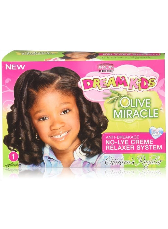 Dream Kids Olive Miracle Relaxer Regular - Contains Olive Oil, Helps Strengthen & Protect Hair, 1 Kit