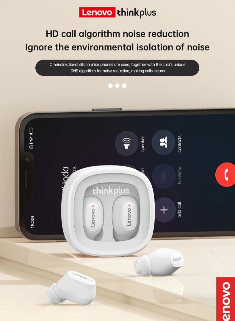 XT62 Bluetooth 5.3 Wireless Touch Lenovo Earbuds Low Latency HiFi Sports Headphones with Mic HD Call