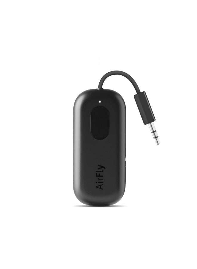 AirFly Pro Bluetooth Wireless Audio Transmitter/ Receiver for up to 2 AirPods /Wireless Headphones, Use with any 3.5 mm Audio Jack on Airplanes, Gym Equipment, TVs, iPad/Tablets and Auto - Black