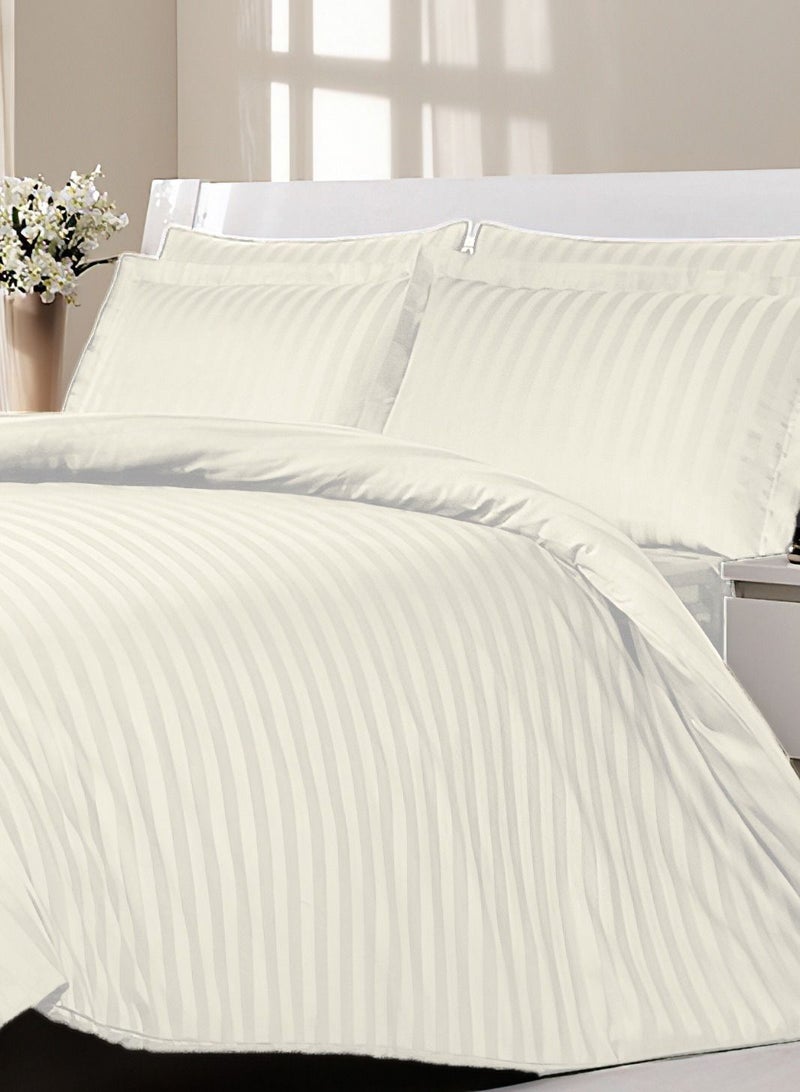 Off White Complete Duvet Cover Set For Queen Double And Full Bed With Fitted Sheet