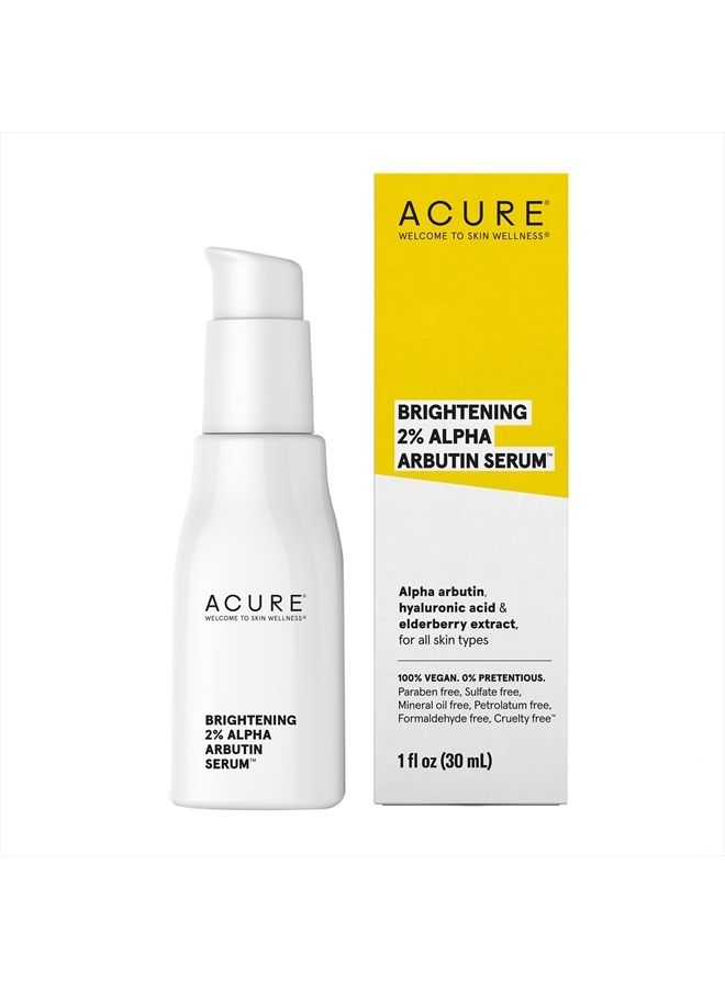 Brightening 2% Alpha Arbutin Serum | 100% Vegan | For All Skin Types | With Alpha Arbutin, Hyaluronic Acid & Elderberry Extract | Brightens & Improves Skin Tone | 1 Fl Oz