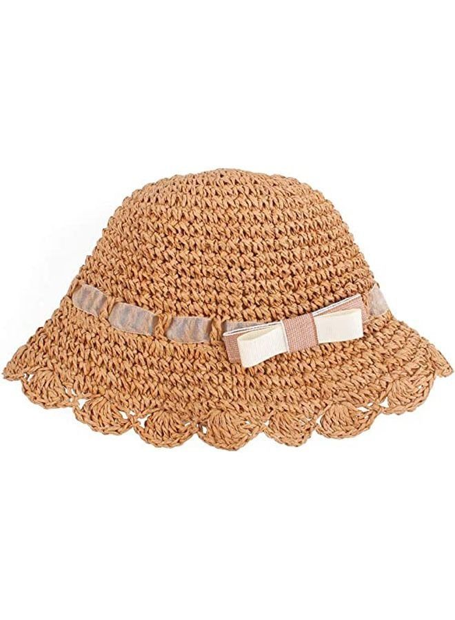 Baby Girl Straw Hat Outdoor Baby Sun Protection Hats Summer Bowknot Beach Cap for Infant Toddler Girls