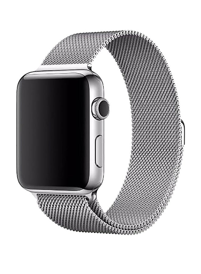 Stainless Steel Band Strap With Screen Protector For Apple Watch Silver