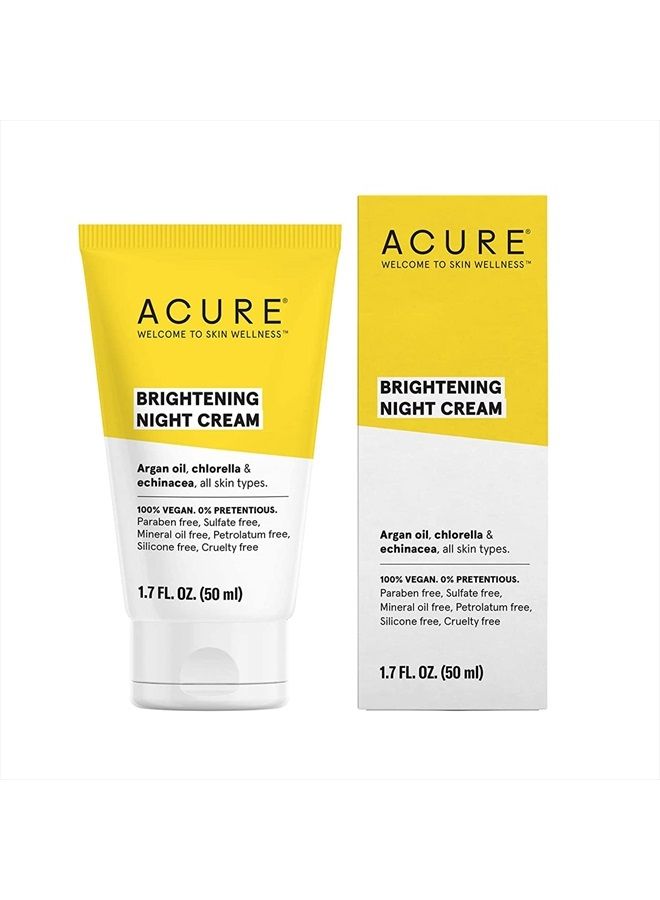 ACURE Brightening Night Cream | 100% Vegan | For A Brighter Appearance | Argan Oil, Chlorella & Echinacea - Moisturizes, Protects & Hydrates | All Skin Types | 1.7 Fl Oz