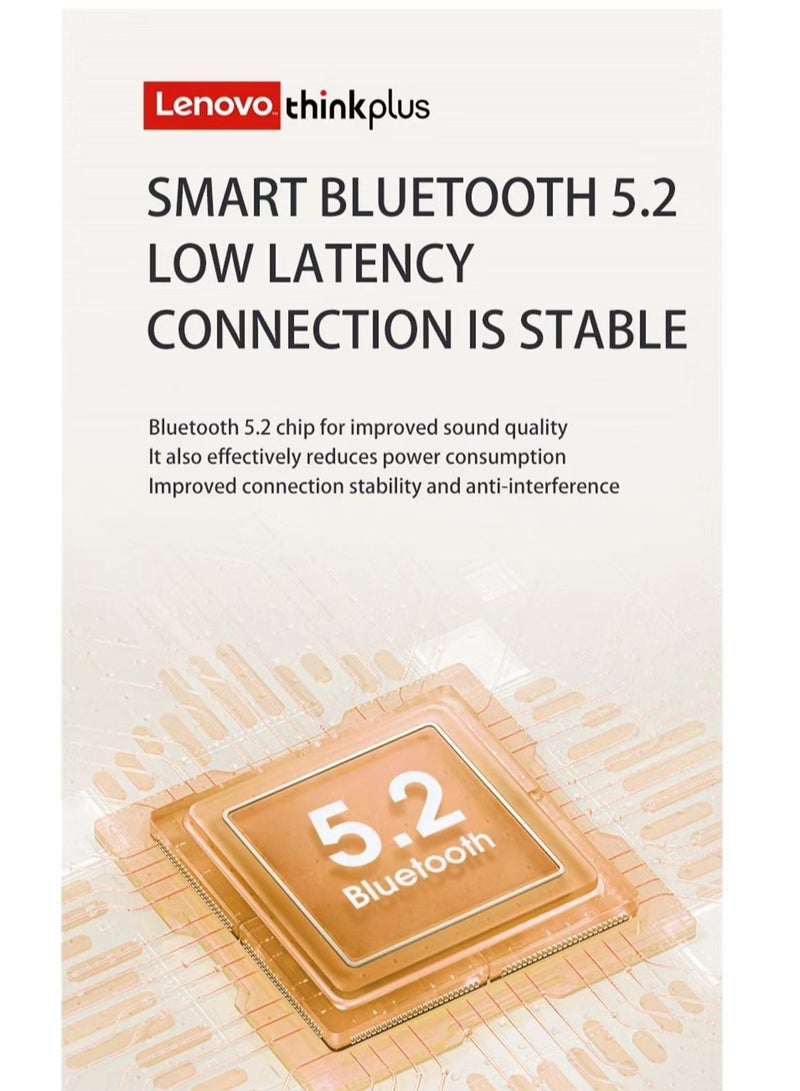 X16 Wireless Bluetooth 5.2 Lenovo Earbuds Hifi HD Sound Call Noise Reduction Touch Control Headphones