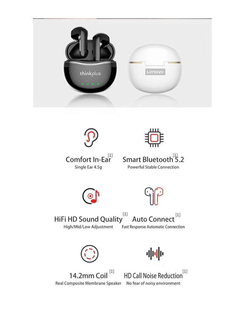 X16 Wireless Bluetooth 5.2 Lenovo Earbuds Hifi HD Sound Call Noise Reduction Touch Control Headphones