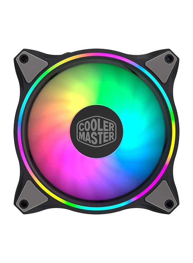 Master Fan MF120 Halo Black Duo-Ring ARGB Lighting, 24 Independently LEDs, 120mm PWM Static Pressure Fan, Absorbing Pads For Computer Case & Liquid Radiator Black, COOLER MASTER