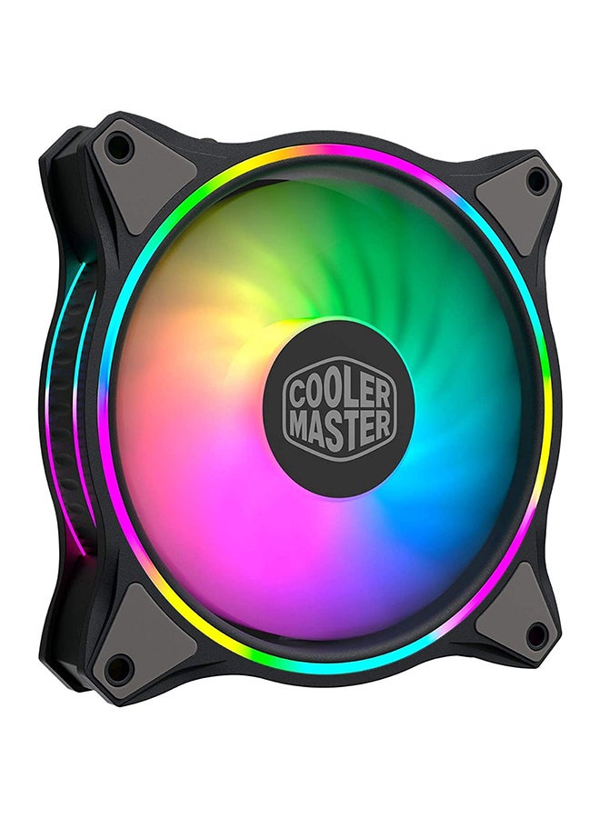 Master Fan MF120 Halo Black Duo-Ring ARGB Lighting, 24 Independently LEDs, 120mm PWM Static Pressure Fan, Absorbing Pads For Computer Case & Liquid Radiator Black, COOLER MASTER