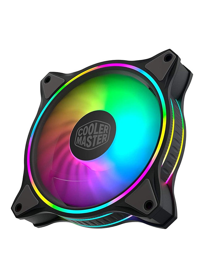 Master Fan MF120 Halo Black Duo-Ring ARGB Lighting, 24 Independently LEDs, 120mm PWM Static Pressure Fan, Absorbing Pads For Computer Case & Liquid Radiator Black, COOLER MASTER