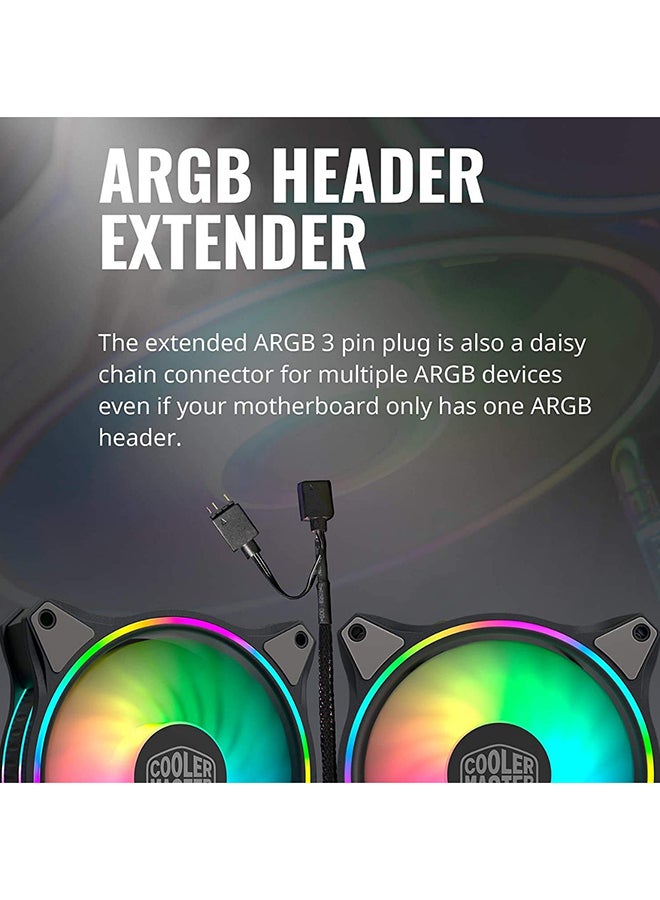 Master Fan MF120 Halo Black Duo-Ring ARGB Lighting, 24 Independently LEDs, 120mm PWM Static Pressure Fan, Absorbing Pads For Computer Case & Liquid Radiator Black, COOLER MASTER