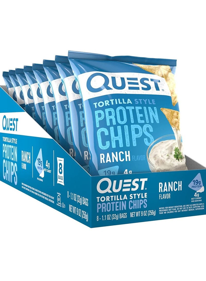 Tortilla Style Protein Chips, Quest, Ranch Flavor, 8 Bags