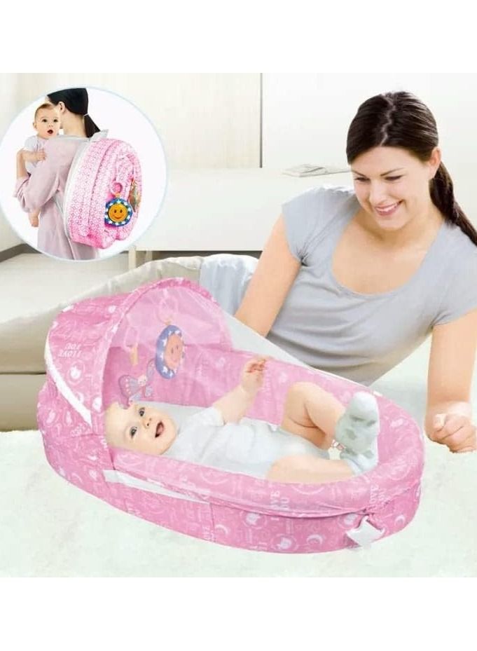 Little Baby Travel Bassinet and Baby Carrier Portable Bassinet for Baby Travel Outdoor Breathable foldable Crib For Infant Baby Travel Bed Pink