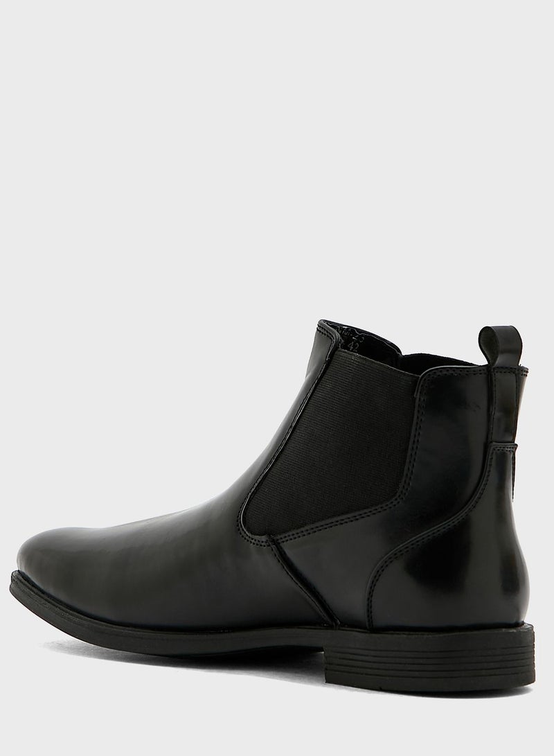 Faux Leather Chelsea Boots