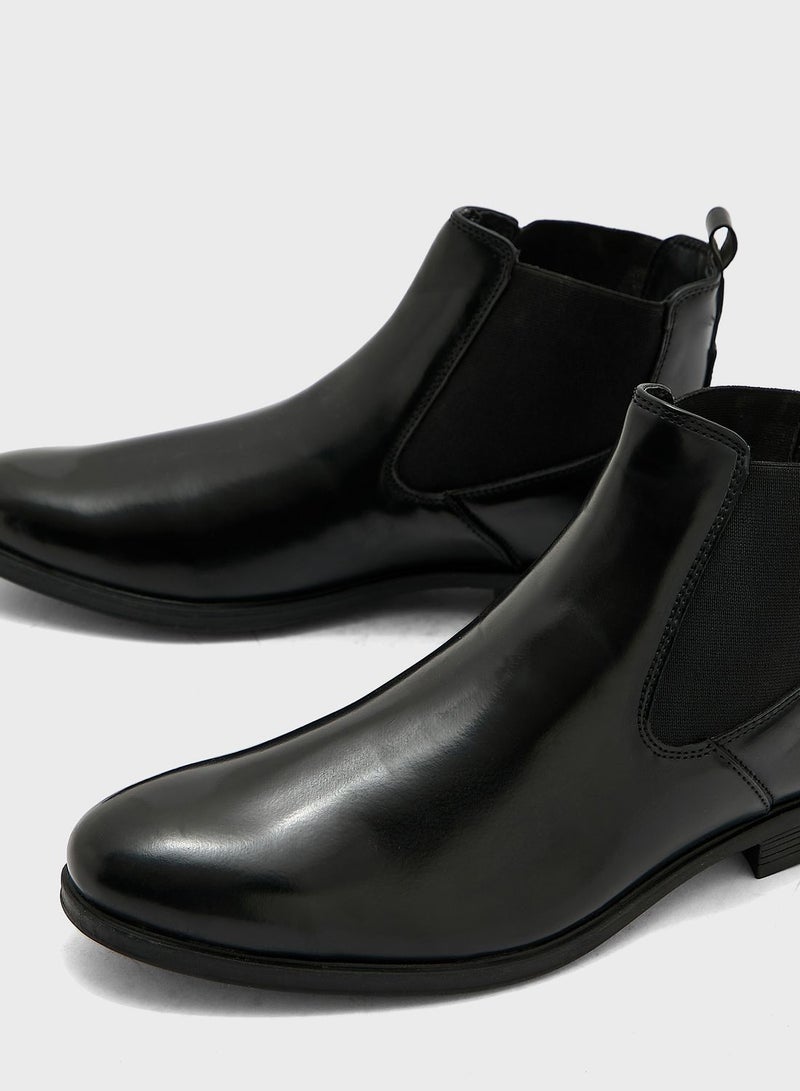 Faux Leather Chelsea Boots