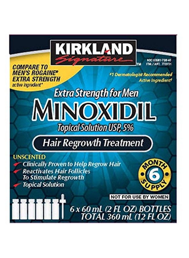 6 Months Kirkland Minoxidil 5% Extra Strength Hair Loss Regrowth Treatment Men 12 Fl Oz (Pack Of 6)