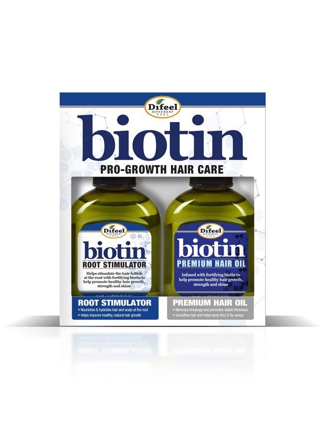 Biotin Pro-Growth Root Stimulator & Biotin Premium Hair Oil 2.5 Oz. - 2-Piece Boxed Gift Set - Biotin Hair Treament Collection For Hair Growth