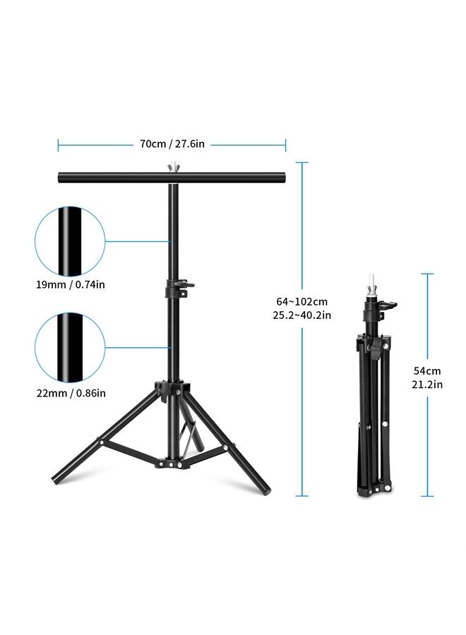 Photography Backdrop Stand 30 Inches Small T Shape Support Light Stands Mini Holder for Photo Studio Tabletop Desktop Background Paper, T-Shape Background Support Stand Crossbar with 2 Clamps