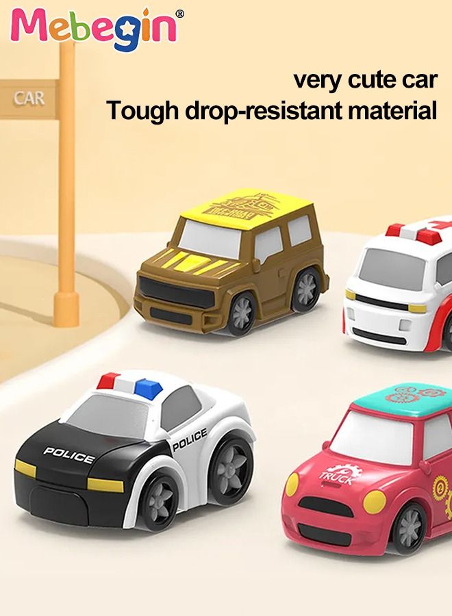 Electric Steering Wheel Garage Toy Set with Music Car Vehicle Building Parking Lot Race Tracks for Kids with 4 Random Cars City Traffic Track Cars for Preschool Gifts