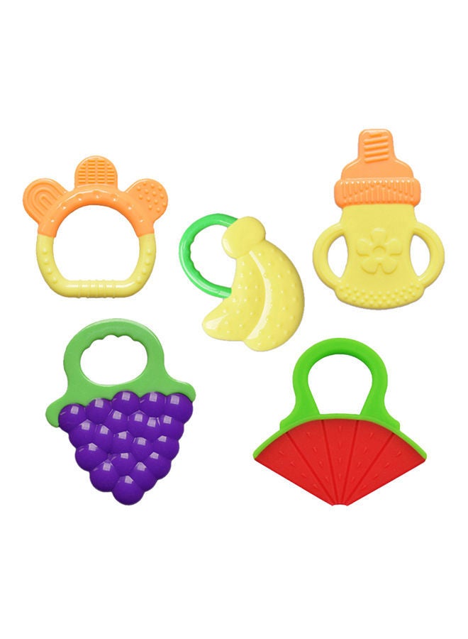 5-Piece Food-Grade Non-Toxic Soft Silicone Fruit Teething Toy With Holder Bpa Free Infant And Toddler Silicone Teethers Soothe Babies Gums Perfect Baby Gift