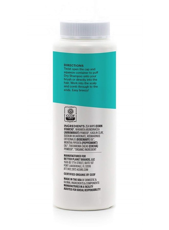 Dry Shampoo - Brunette to Dark Hair | 100% Vegan | Certified Organic | Performance Driven Hair Care | Cocoa & Rosemary - Absorbs Oil & Removes Impurities Without Water | 1.7 Fl Oz