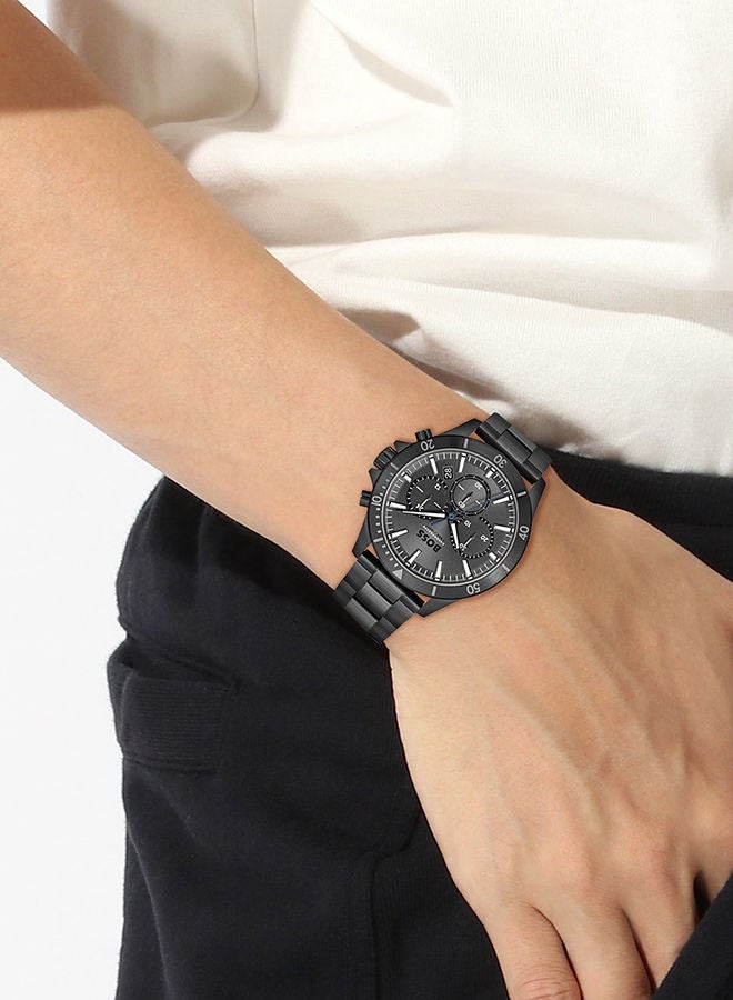 Men Chronograph Round Shape Stainless Steel Wrist Watch 45 mm