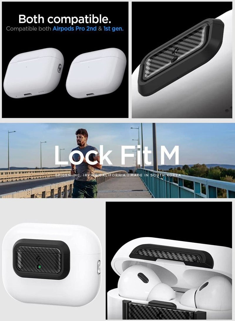 Lock Fit M for AirPods Pro 2 / Airpods Pro Secure Locking Device & Lanyard Strap with EZ Fit install Kit [Charging case NOT included] - Carbon