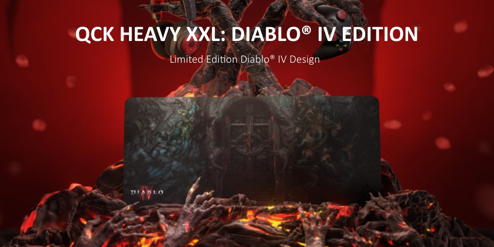 SteelSeries QcK Gaming Surface – Diablo IV Edition – XXL Thick Cloth – Sized to Cover Desks – Optimized for Gaming Sensors