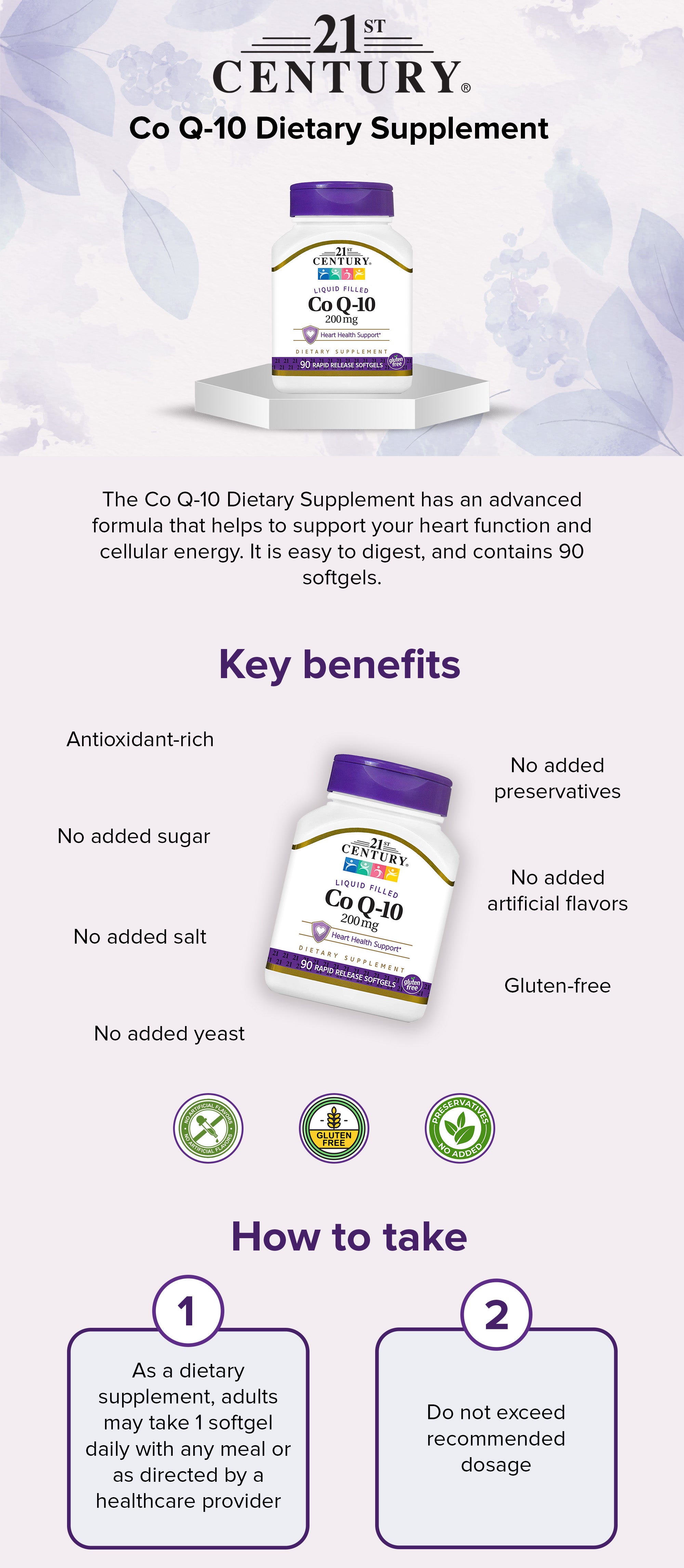 Liquid Filled Co Q-10 Dietary Supplement - 90 Softgels