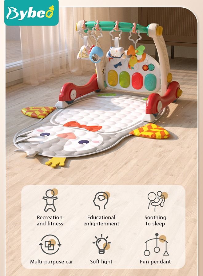 4 In 1 Baby Playmat & Play Piano Gym With Walker, Learning Walking Stroller and Soft Infants Floor Activity Center, Musical Keyboard, Tummy Time