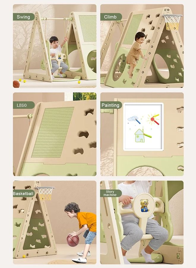 Multifunctional Game Toy Tent 6 in 1 Drawing Block Board Climbing Frame Basketball Hoop Toy Tent Suitable For 3 Years Children