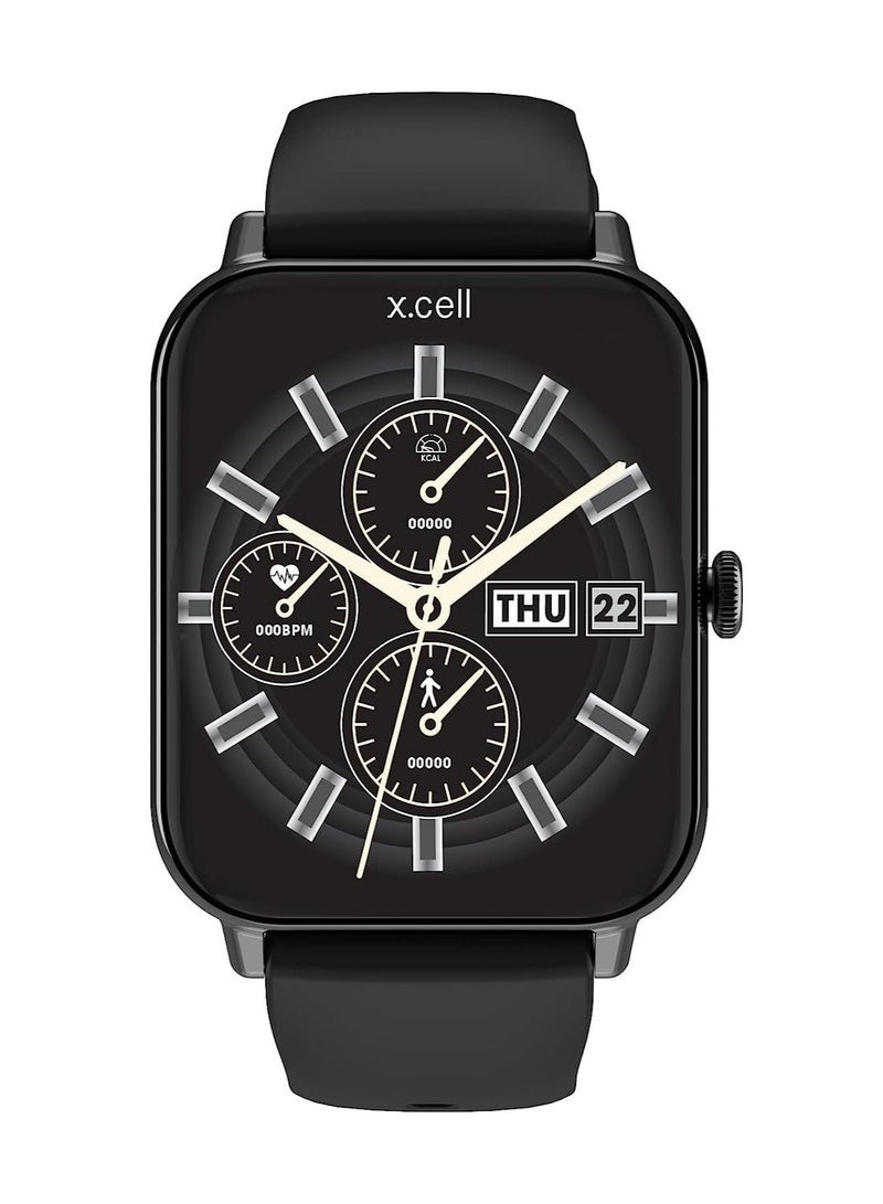 Xcell G8 Talk Smart watch, Heart Rate/Blood Pressure/Oxygen Level Monitoring, Receive & Make Calls,Water Resistance: IP67, 1 Week Battery Life, Compatibility: IOS/Android-Black
