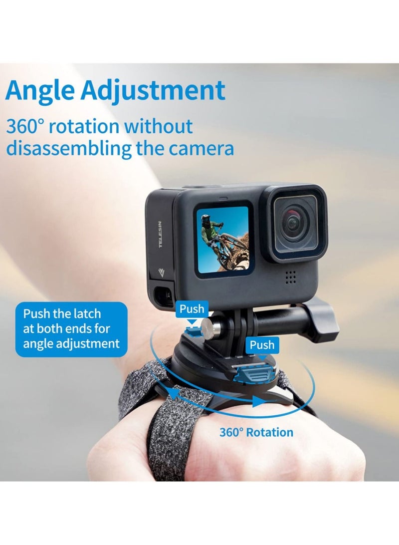 360 Rotation Arm Plam Ankle Mount Band Holder Cycling Mount for GoPro Max Hero 11 10 9 8 7 6 5 Insta360 One R X2 Go2 DJI Osmo Action 2 Camera Accessories