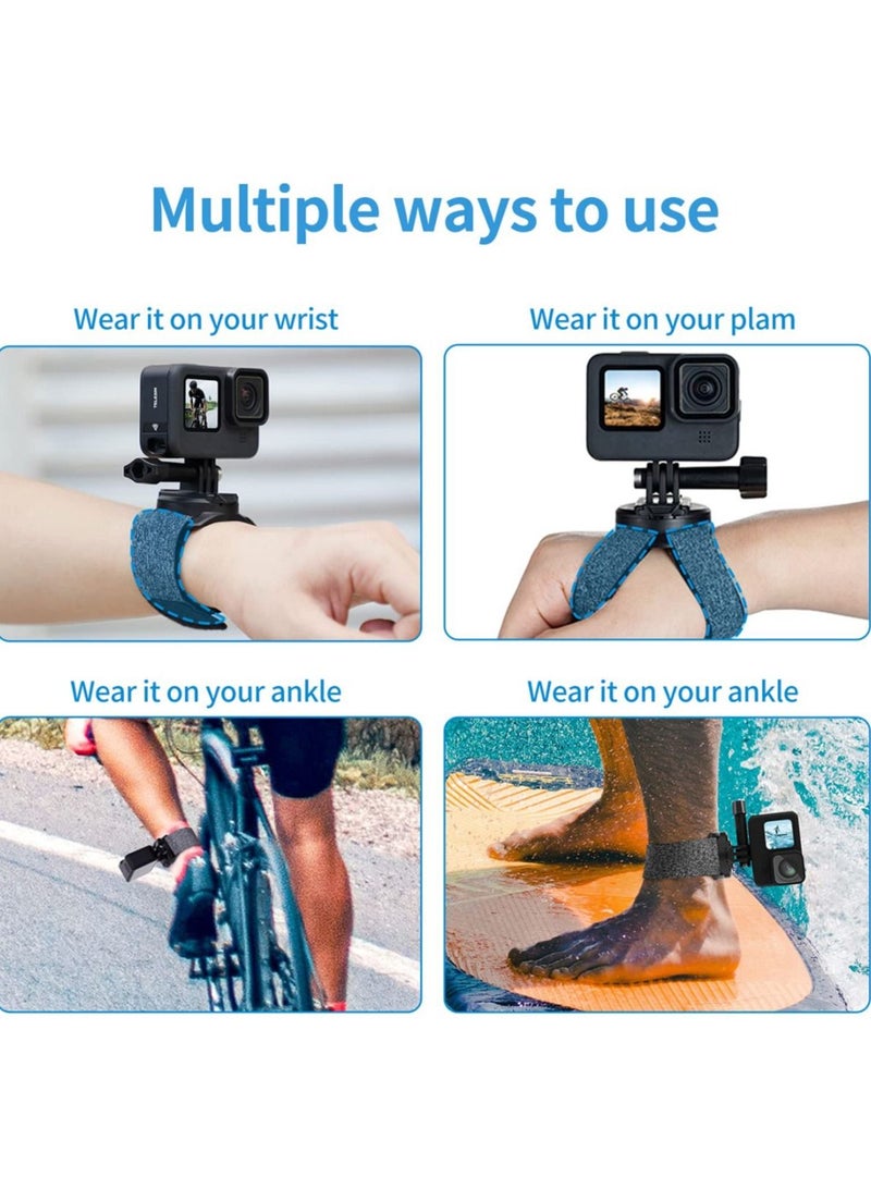 360 Rotation Arm Plam Ankle Mount Band Holder Cycling Mount for GoPro Max Hero 11 10 9 8 7 6 5 Insta360 One R X2 Go2 DJI Osmo Action 2 Camera Accessories
