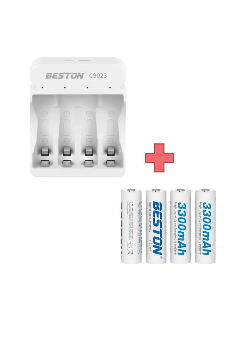 Beston C9023 Charger with 4 Pcs of AA Batteries