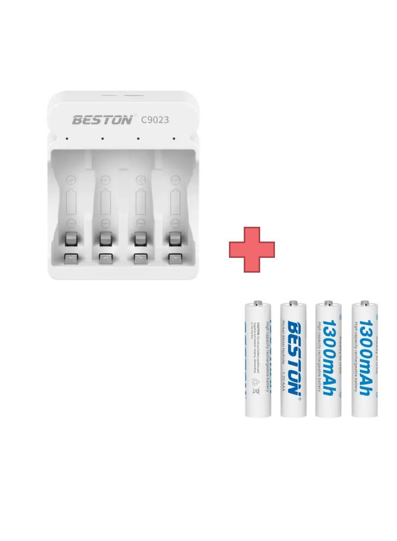 Beston C9023 Charger with 4 Pcs of AAA Batteries