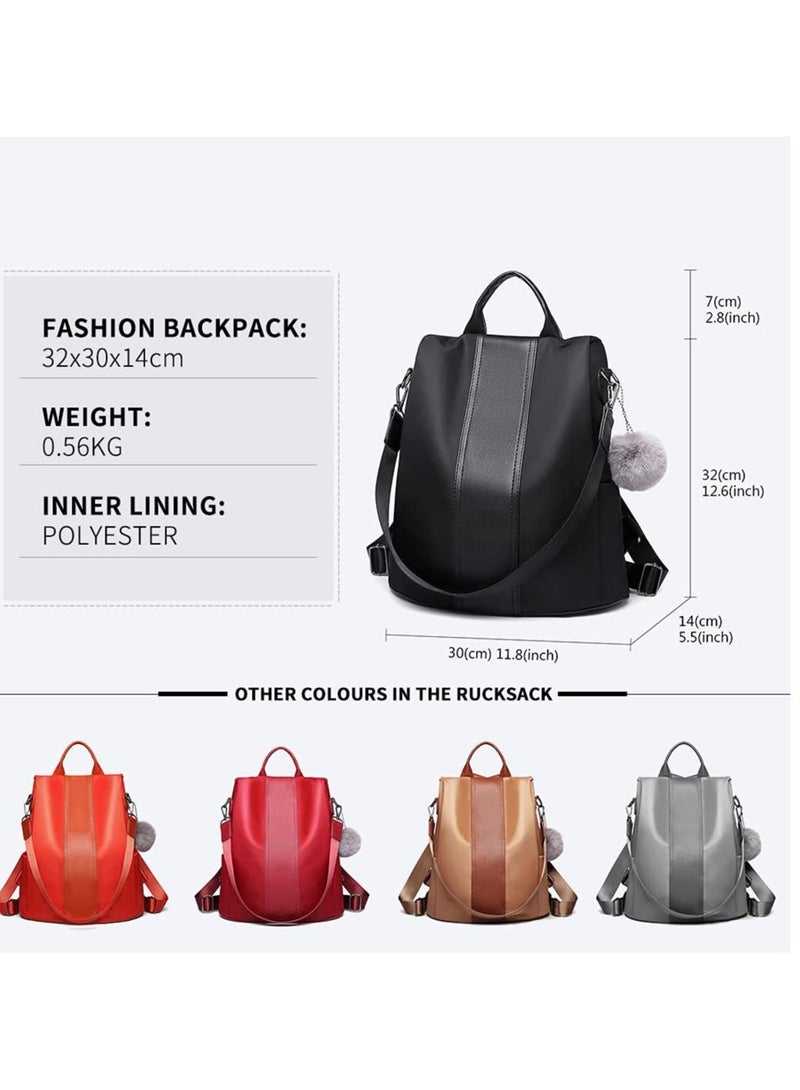 Women Backpack, Leisure Ladies Rucksack, Water-Resistant Nylon School Bags Anti-Theft Daypack Shoulder Bag, Elegant Modern For Work Shopping Travel (black)