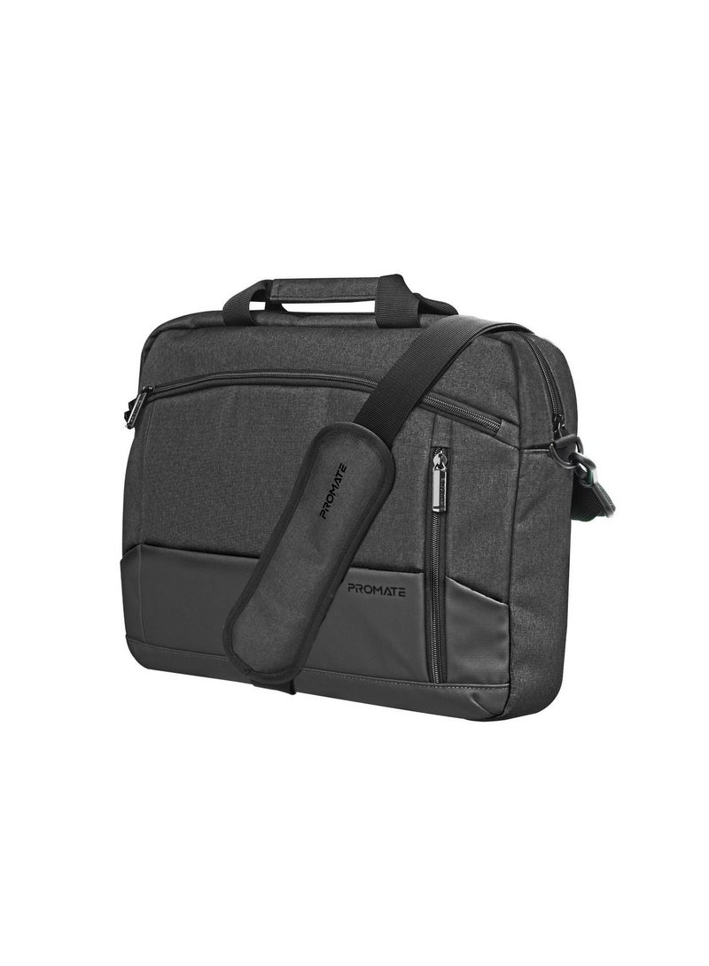 Messenger Bag, Lightweight 15.6-Inch Laptop Bag With Secure Zippers, Water-Resistance, Luggage Belt, Front Pocket And Multiple Compartments