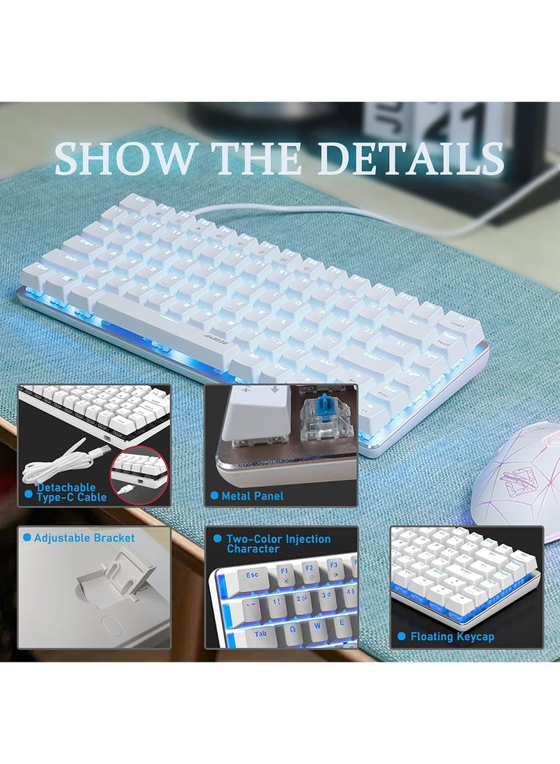 AK33 Gaming 82 keys Mechanical keyboard, Blue backlit Wired keys Computer keyboard for PC Laptop gaming(Blue Switch)