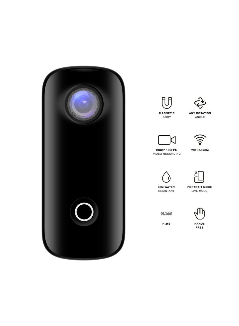 Small Thumb Action Camera Waterproof Sports Video Camera WiFi Wireless Imaging with Wearable Accessories for Travel and Sports