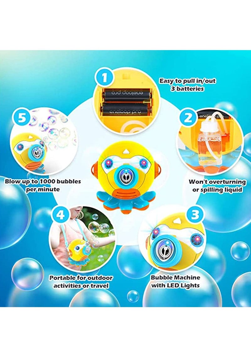 Bubble Machine, Bubble Blower for Toddlers Octopus Auto Bubble Maker with Light for Kids Automatic Outdoor Indoor Bubble Maker Toy