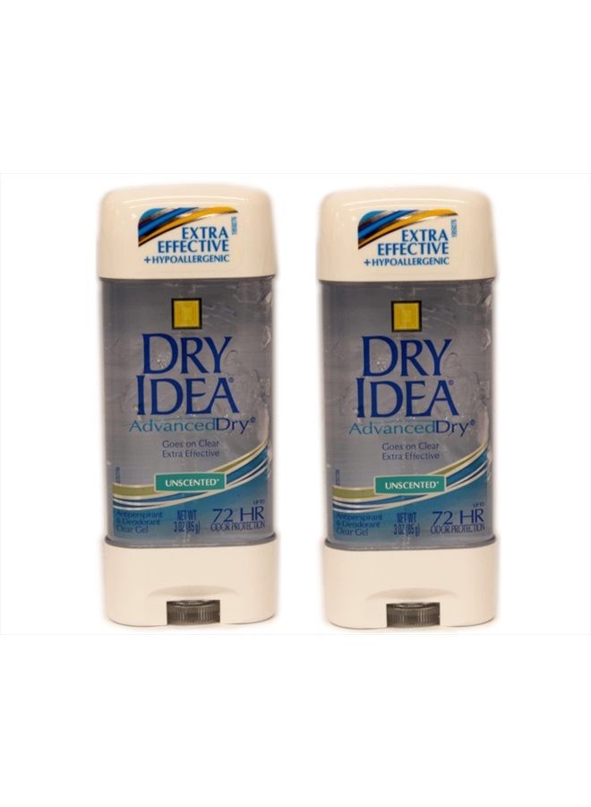 Advanced Dry Unscented Antiperspirant & Deodorant Clear Gel 3 oz (Pack of 2)