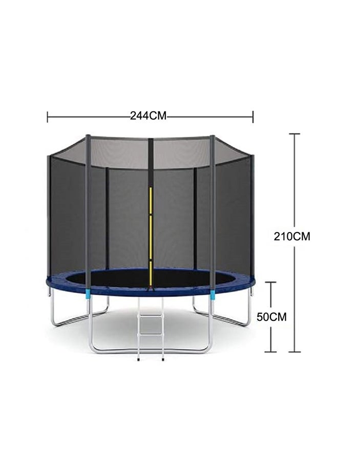 8feet Sports Round Trampoline With Enclosure And Ladder 244X244X210cm