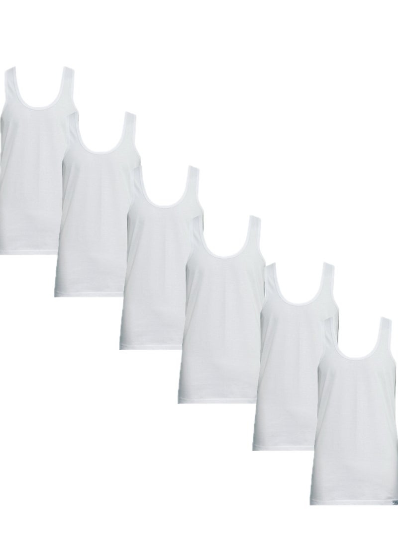 6 - Pieces Rayan Vest Undershirt Cotton White