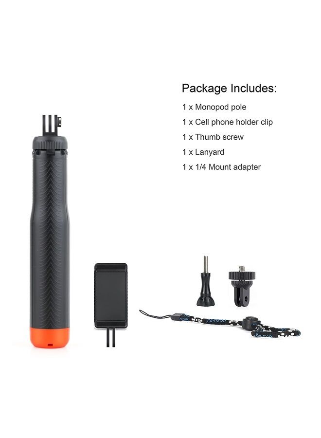 4-in-1 Floating Selfie Stick for GoPro Hero 11, 10, 9, 8, 7, 6, 5, 4, 3, Max, Fusion, Session, DJI OSMO, AKASO, Insta360 - Use as Floating Handle, Extendable Monopod, Hand Grip, Tripod Stand