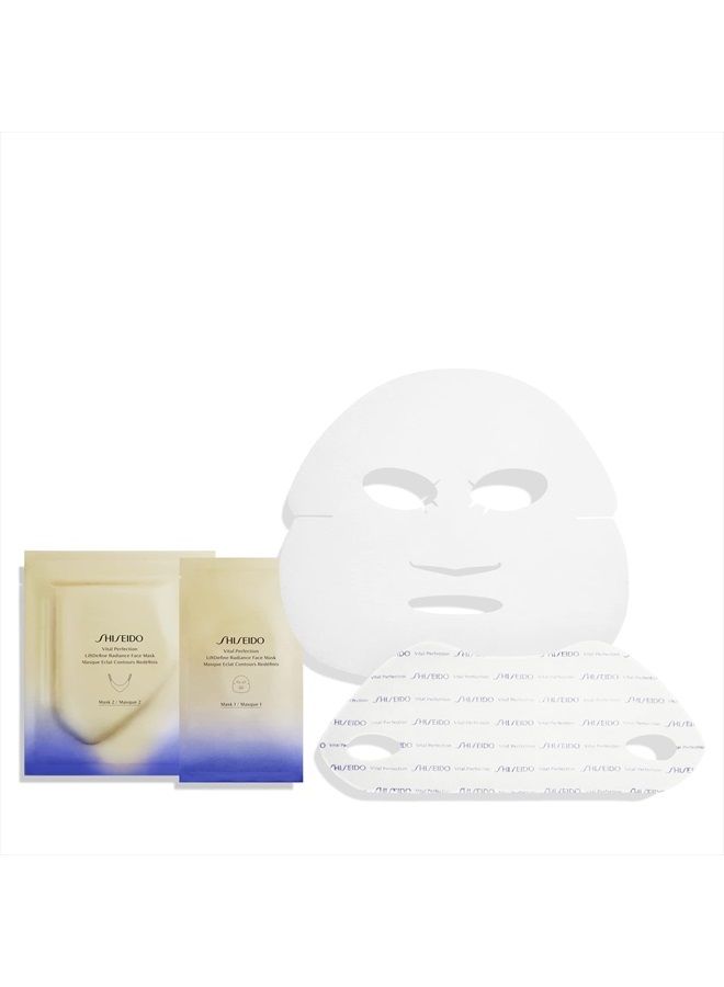 Vital Perfection LiftDefine Radiance Face Mask - Includes Six Complete Face Masks - Instantly Effective Two-Piece Face & Neck Sheet Mask for Lifting & Firming