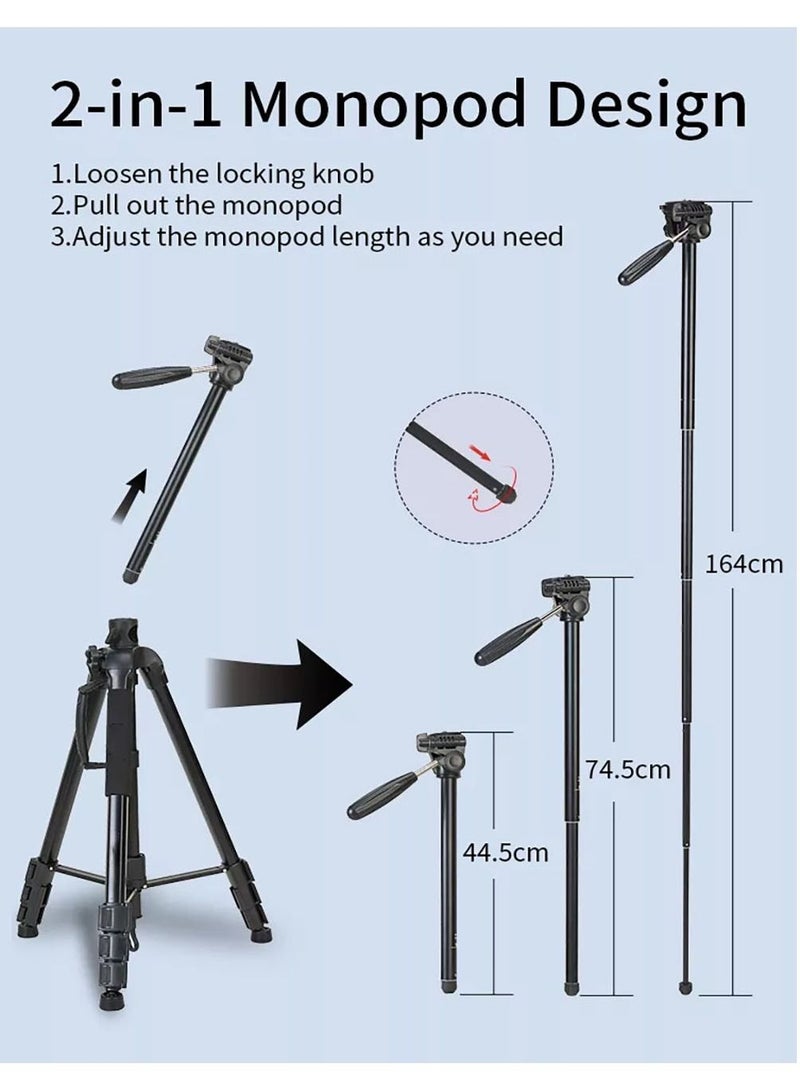 Professional Camera Tripod Stand Lightweight Travel Aluminum Stand Multifunctional Professional Tripod 360° Rotation Tripod Stand Horizontal Rotatable Center Column tripod (KP-2294)